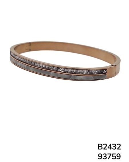 B2432 Brazalete Delgado Rosa con Cristales