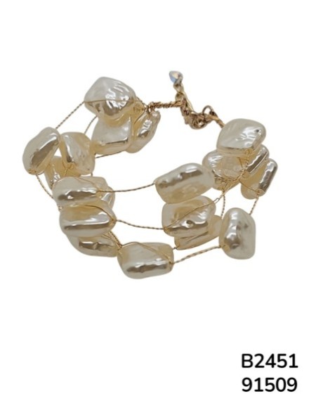 B2451 Brazalete Multicapas de Perlas Sinteticas