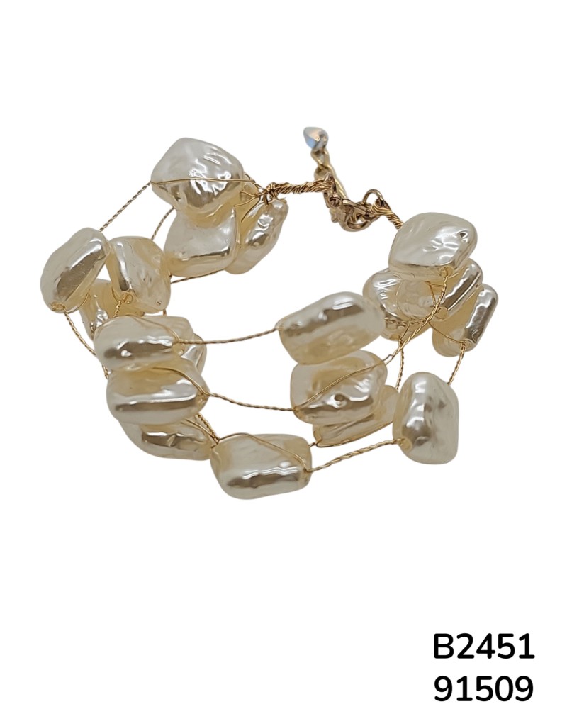 B2451 Brazalete Multicapas de Perlas Sinteticas
