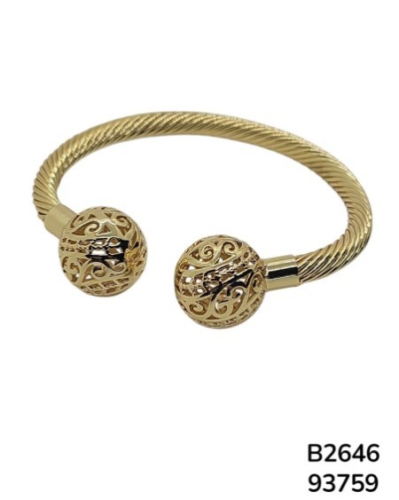 B2646 Brazalete Dorado con Esferas Ornamentadas
