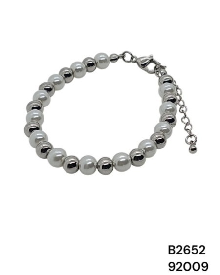 B2652 Brazaletes con Perlas y Cuentas Metálicas