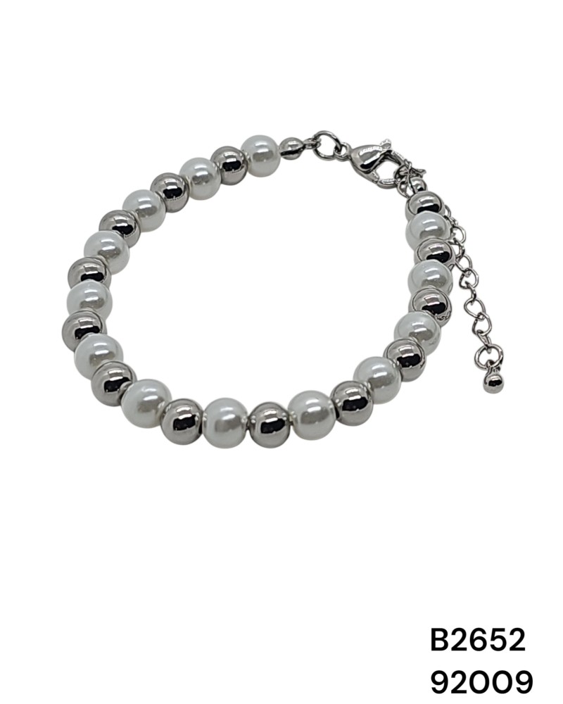 B2652 Brazaletes con Perlas y Cuentas Metálicas