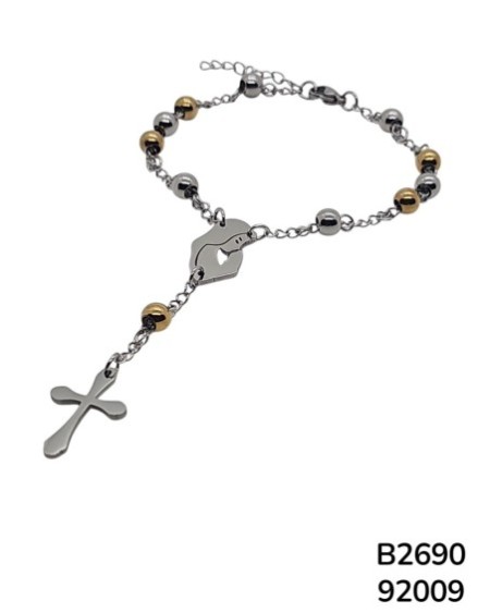 B2690 Brazalete Bicolor Estilo Rosario