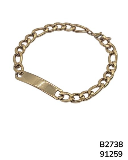 B2738 Brazalete Esclava en Dorado con Plaqueta para Inscripción – Elegancia y Personalización