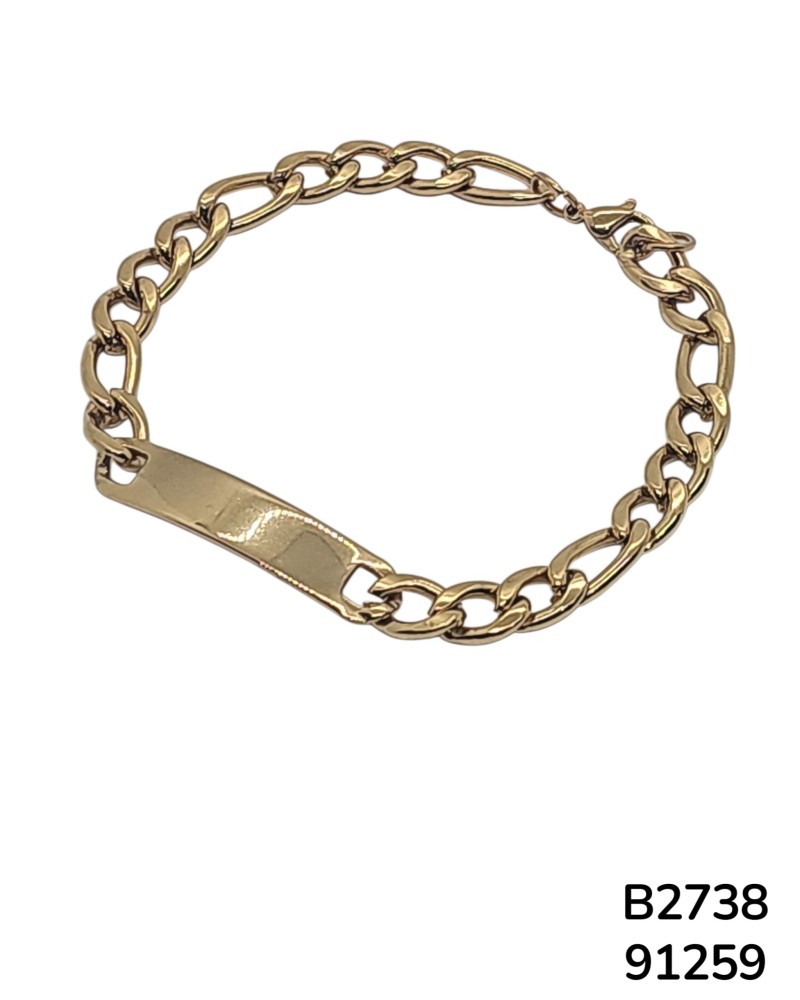 B2738 Brazalete Esclava en Dorado con Plaqueta para Inscripción – Elegancia y Personalización