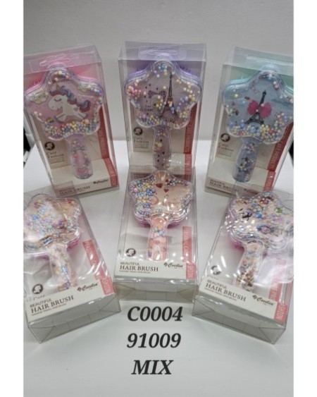 C0004 Cepillo para el cabello en forma de estrella con cuentas flotantes