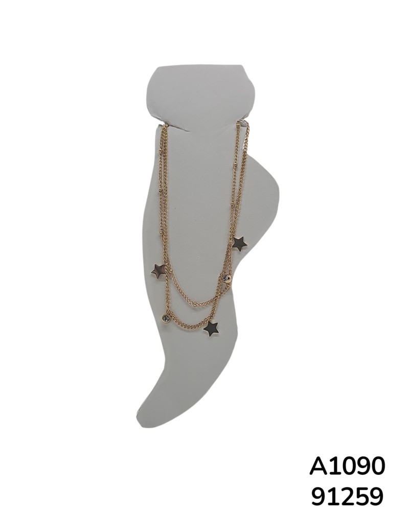 A1090 Tobillera dorada con estrella y cristales