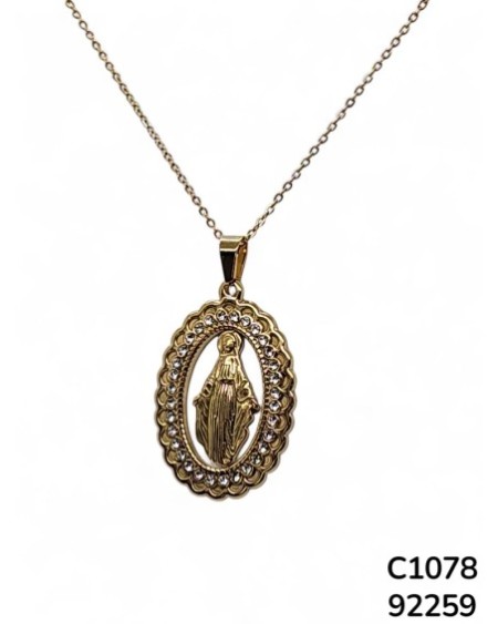 C1078 Cadena con colgante dorado de la Virgen María