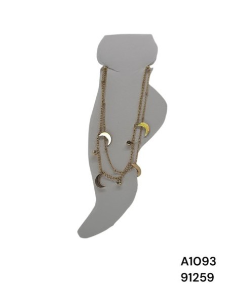 A1093 Tobillera dorada con luna y cristales