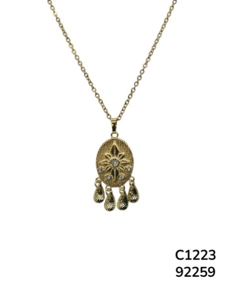 C1223 Cadena vintage dorado de atrapasueños con dijes en forma de gota