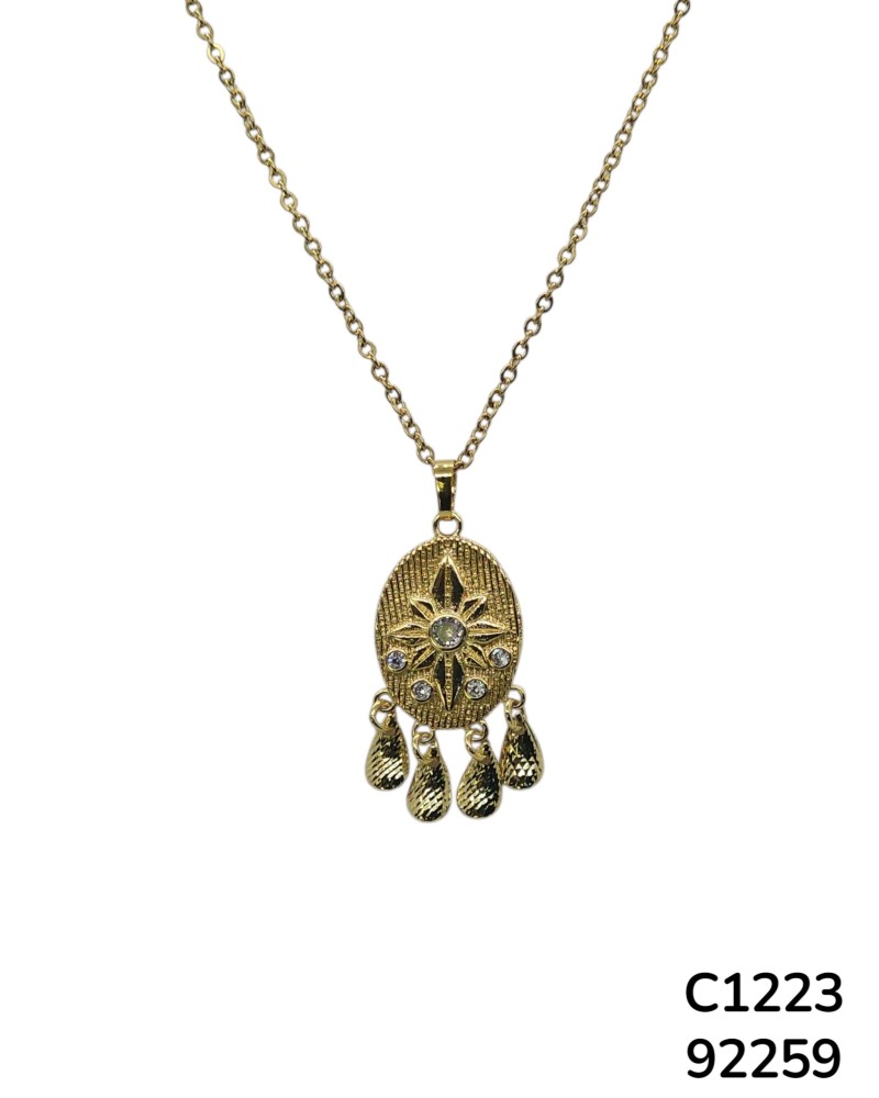 C1223 Cadena vintage dorado de atrapasueños con dijes en forma de gota