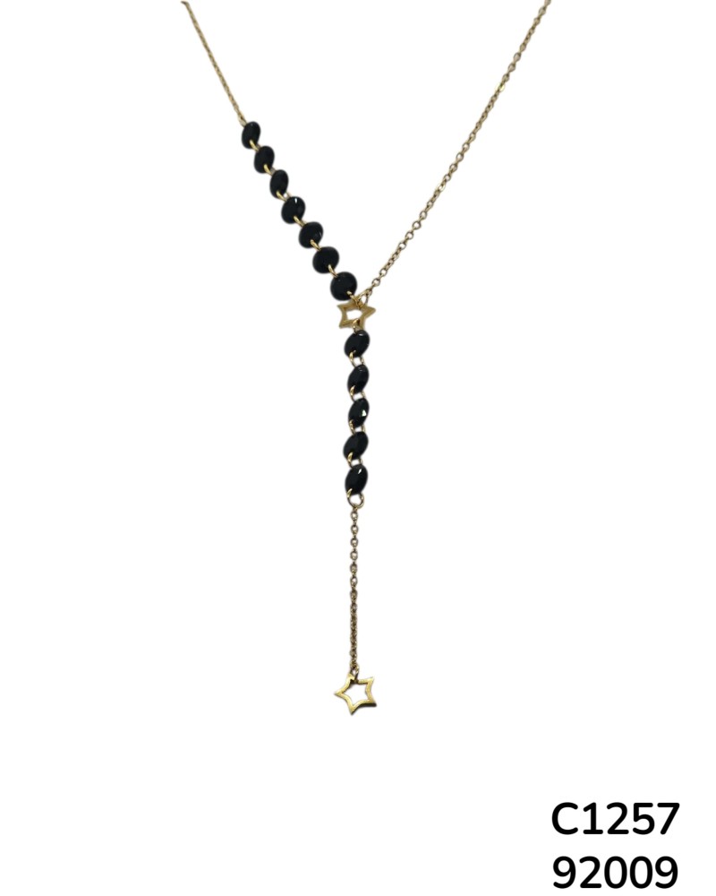 C1257 Cadena de estrella con cuentas negras