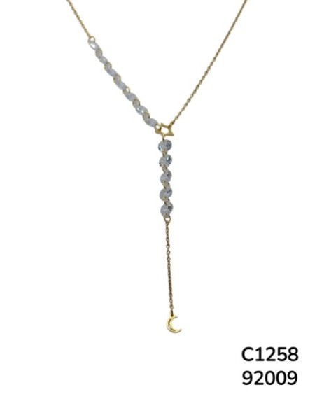 C1258 Cadena de estrella y luna con cristales
