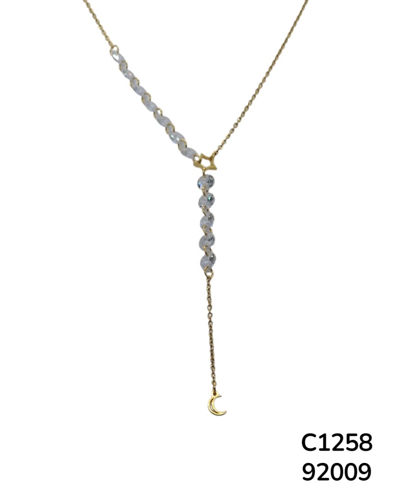 C1258 Cadena de estrella y luna con cristales