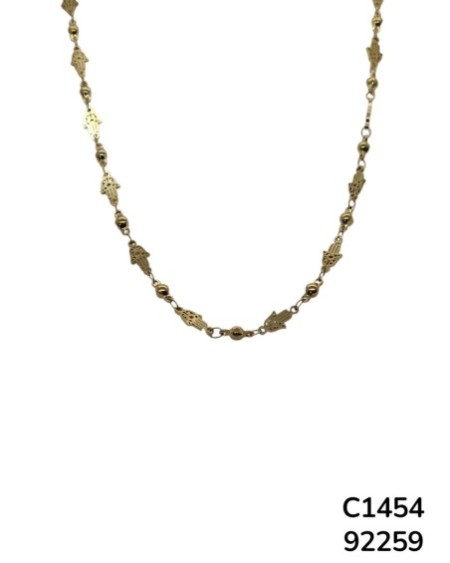 C1454 Cadena Mano de Hamsa Chapado en Oro