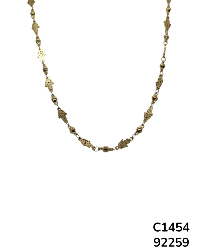 C1454 Cadena Mano de Hamsa Chapado en Oro