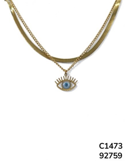 C1473  Cadena doble con Ojo Turco