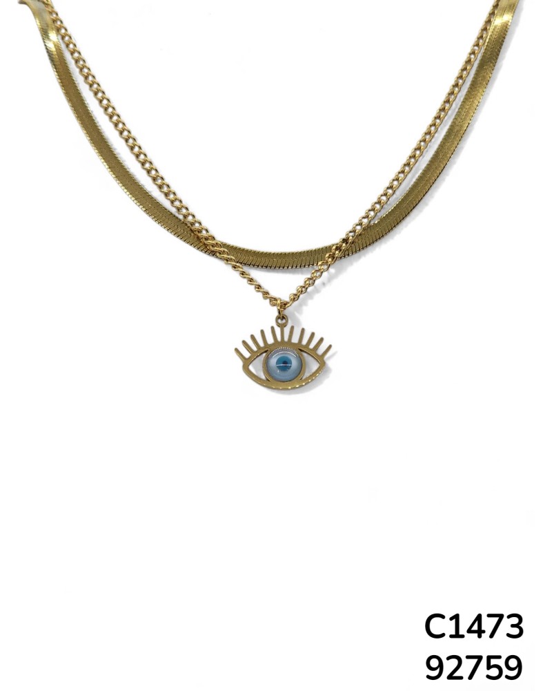 C1473  Cadena doble con Ojo Turco