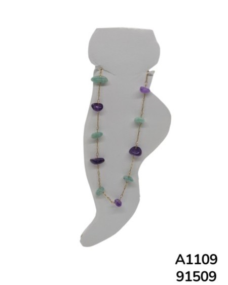A1109 Tobillera dorada con encantos de colores
