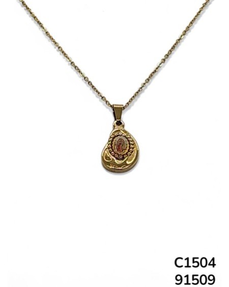 C1504 Cadena con pendiente de gota de la Virgen de Guadalupe