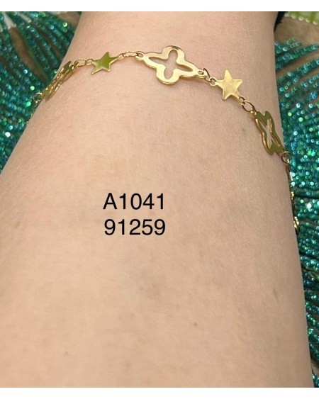 Tobillera con estrella y trébol dorados – Añade un toque divertido y s