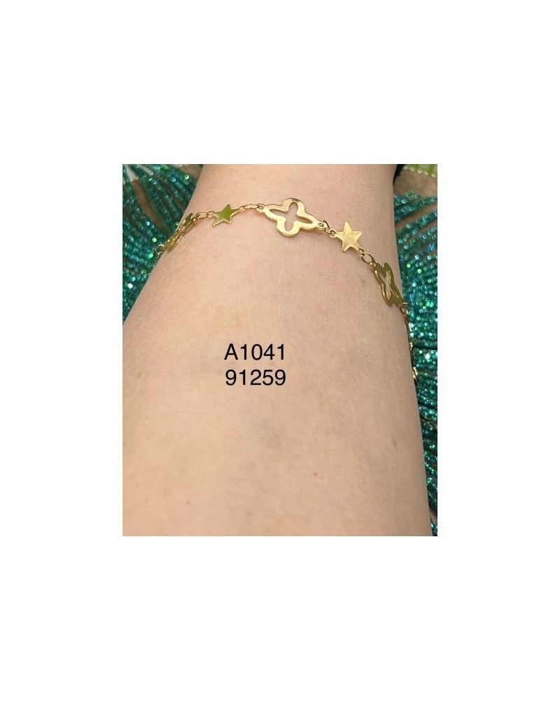 Tobillera con estrella y trébol dorados – Añade un toque divertido y s