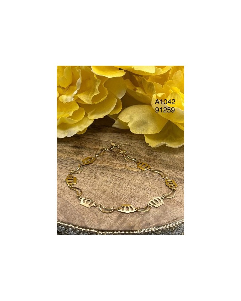 Tobillera con diseño de corona dorada – Sofisticación y elegancia para