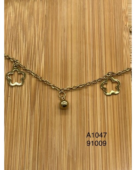 Tobillera con flor bañada en oro – Delicado toque femenino ideal para