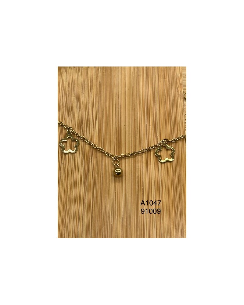 Tobillera con flor bañada en oro – Delicado toque femenino ideal para