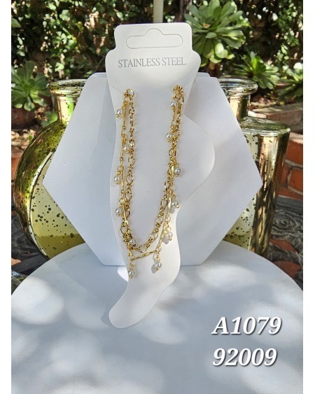 Tobillera con colgante de perla – Sofisticada tobillera con diseño moderno y perla delicada.