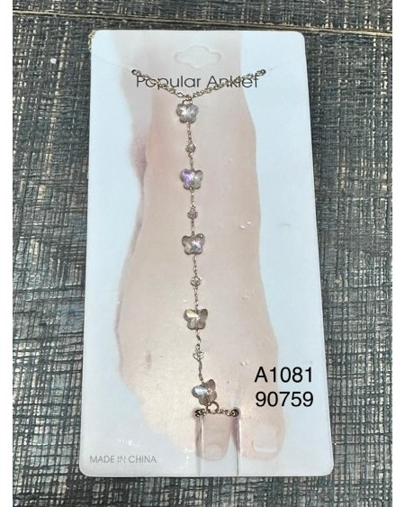 Tobillera con cadena y mariposa de cristal – Añade brillo y elegancia