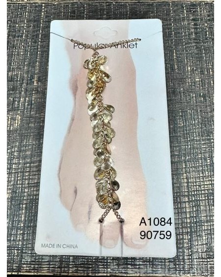 Tobillera con colgante de moneda dorada – Tobillera ajustable con deta