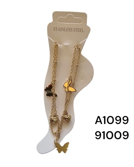 Tobillera dorada con mariposa y corazón – Romántico diseño con encanto