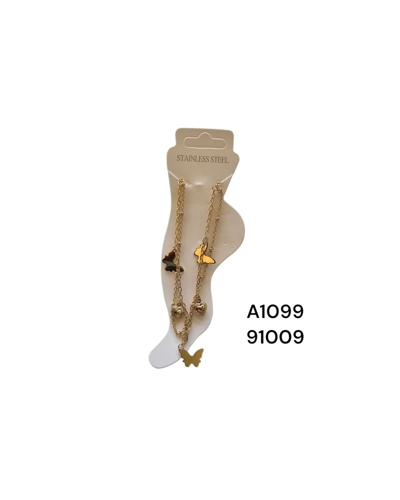 Tobillera dorada con mariposa y corazón – Romántico diseño con encanto