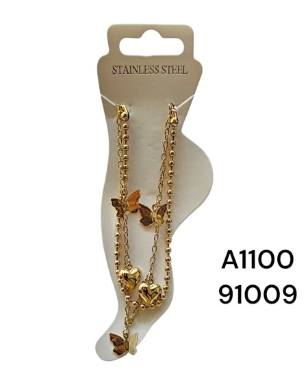 Tobillera dorada con mariposa y cuentas – Tobillera sofisticada con de