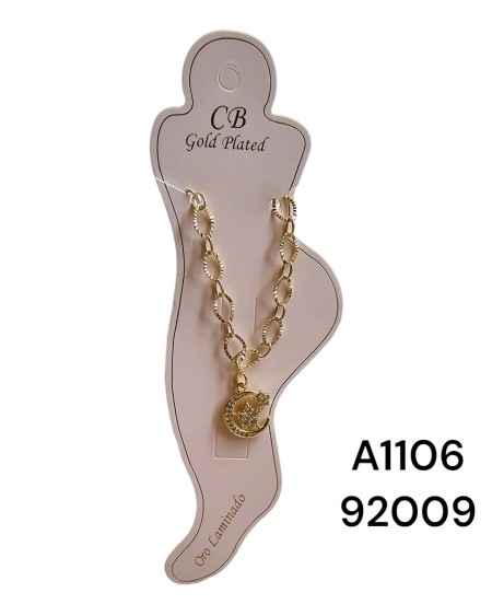 Tobillera bañada en oro con colgante de luna y estrella – Añade un toq