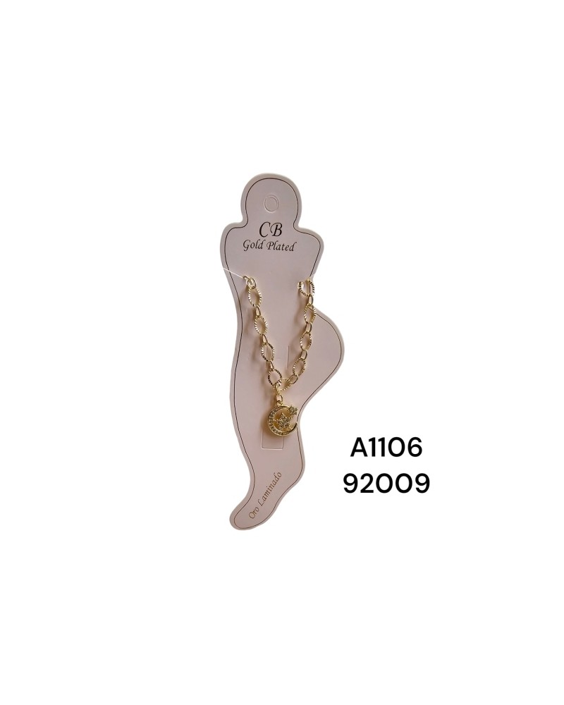 Tobillera bañada en oro con colgante de luna y estrella – Añade un toq