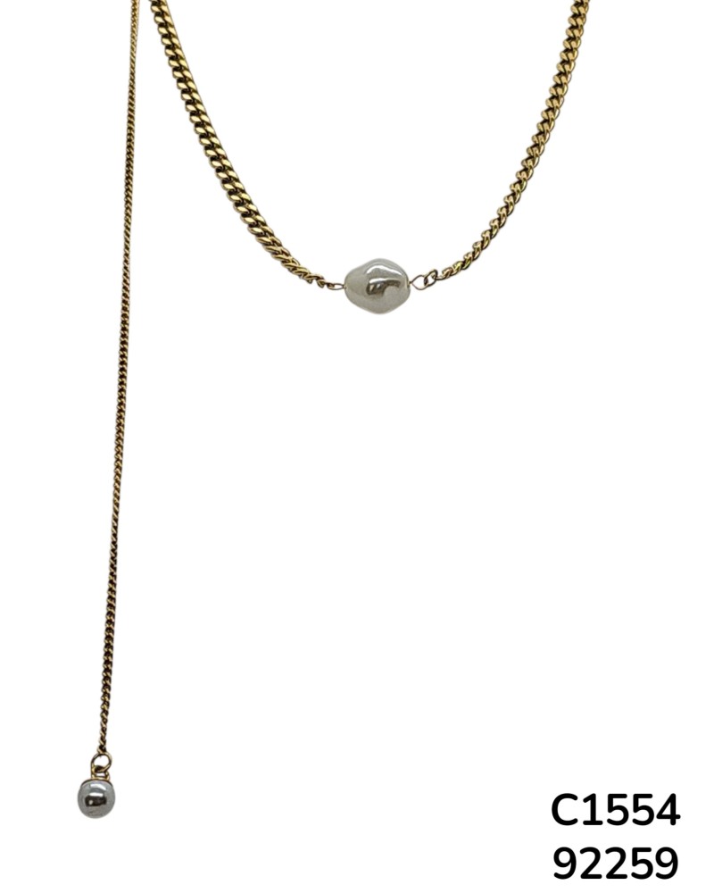 C1554 Cadena Minimalista con Dije de Perla