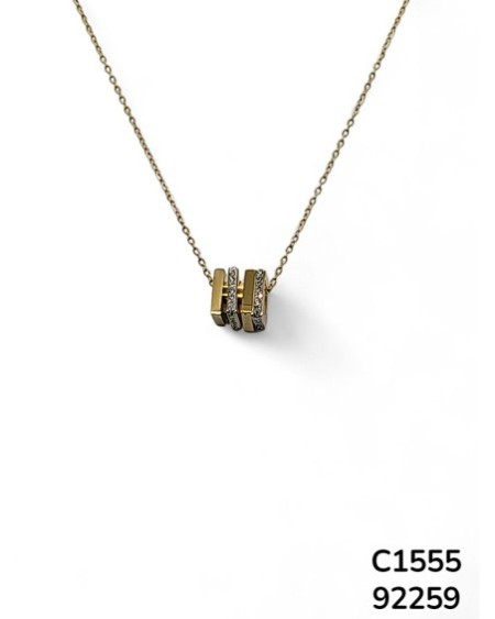 C1555 Cadena con Dije decubo con incrustaciones de cristales