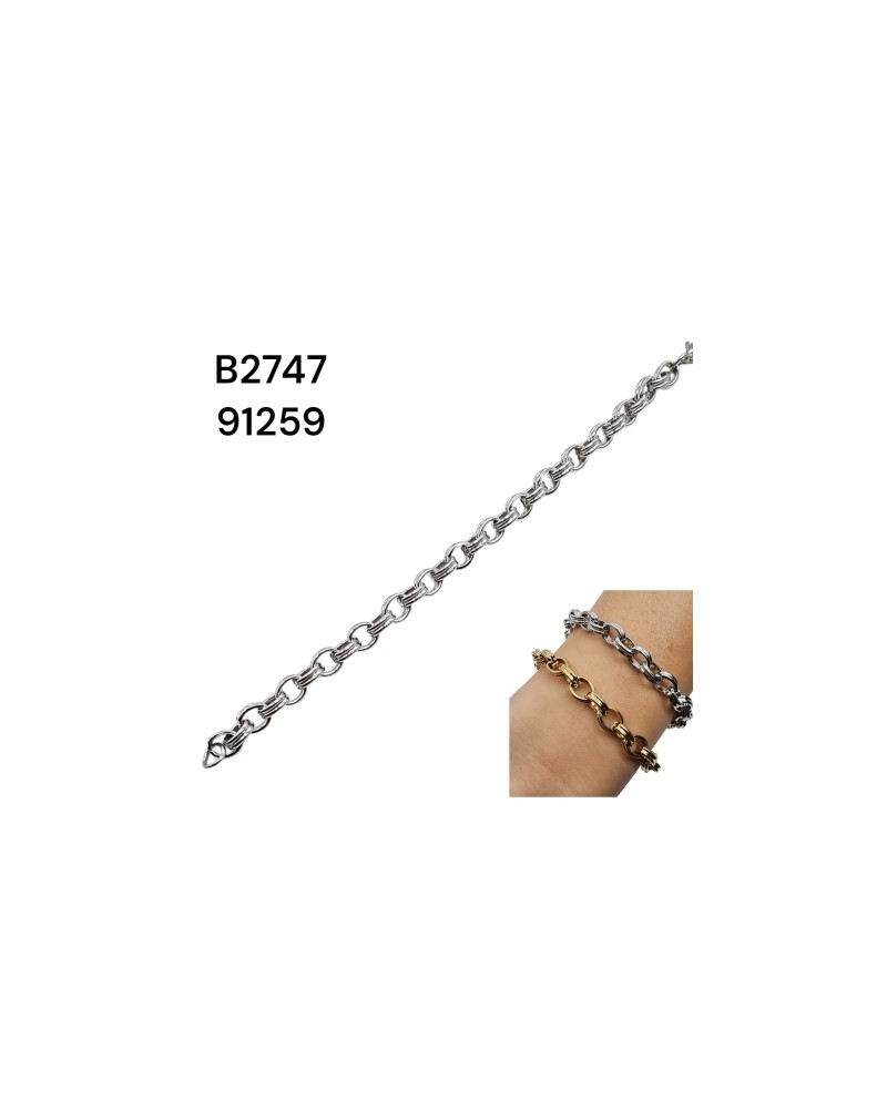 B2747 Brazalete Dorado o Plateado modelo argollas entrelazadas