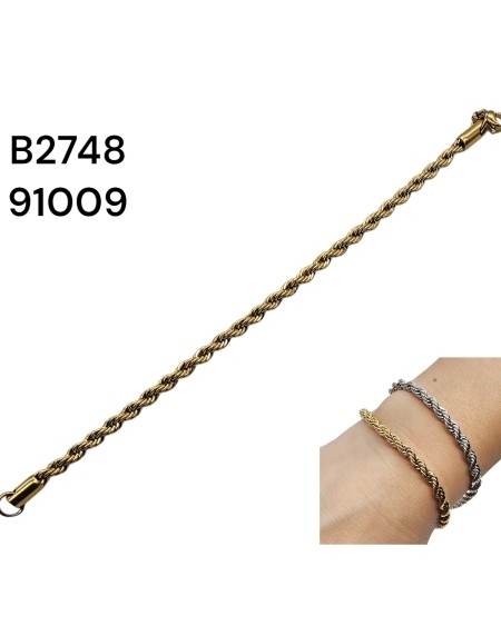 B2748  Brazalete Dorado o Plateado modelo en espiral