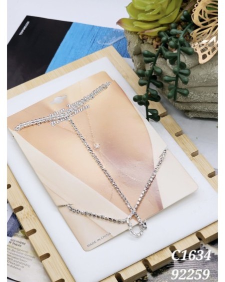 C1634 Cadena corporal plateada con cuentas de cristales