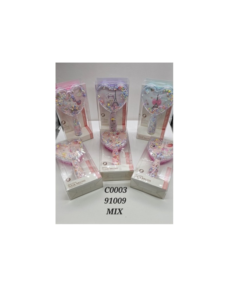 Cepillo para el cabello en forma de corazón con cuentas flotantes