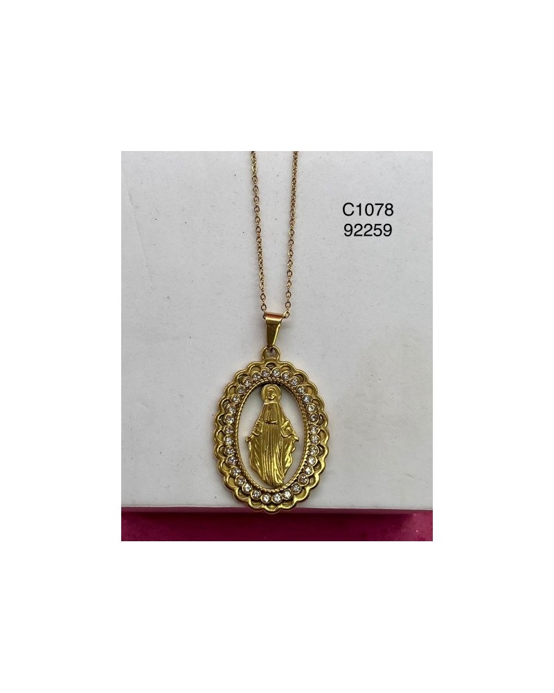 Collar con colgante dorado de la Virgen María