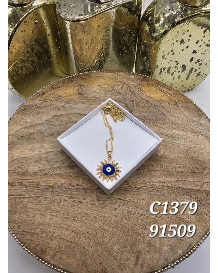 Collar de Ojo Turco con Diseño de Sol y Detalles Coloridos – Energía y