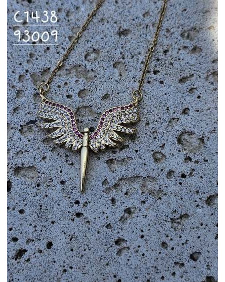 Collar de Alas Brillantes con Cristales Morados – Joyería Sofisticada