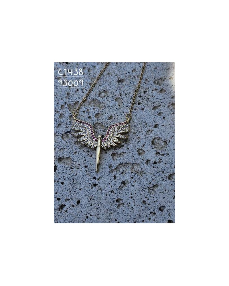 Collar de Alas Brillantes con Cristales Morados – Joyería Sofisticada