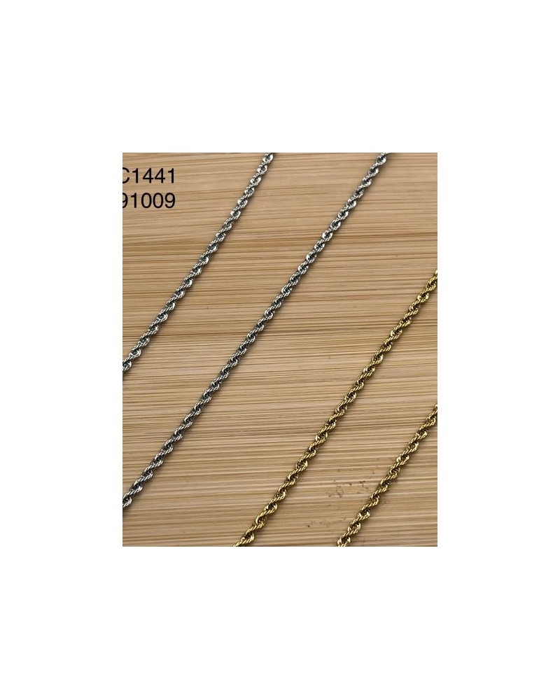 Collar de Cadena Trenzada en Plata y Oro – Diseño Clásico y Versátil p