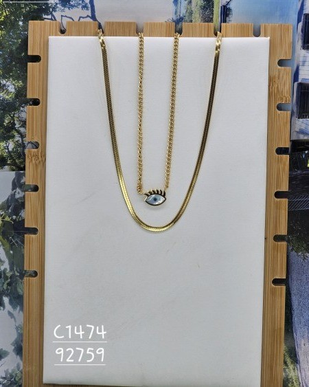 Collar con Ojo Protector y Cadenas Doradas | Amuleto de Buena Suerte