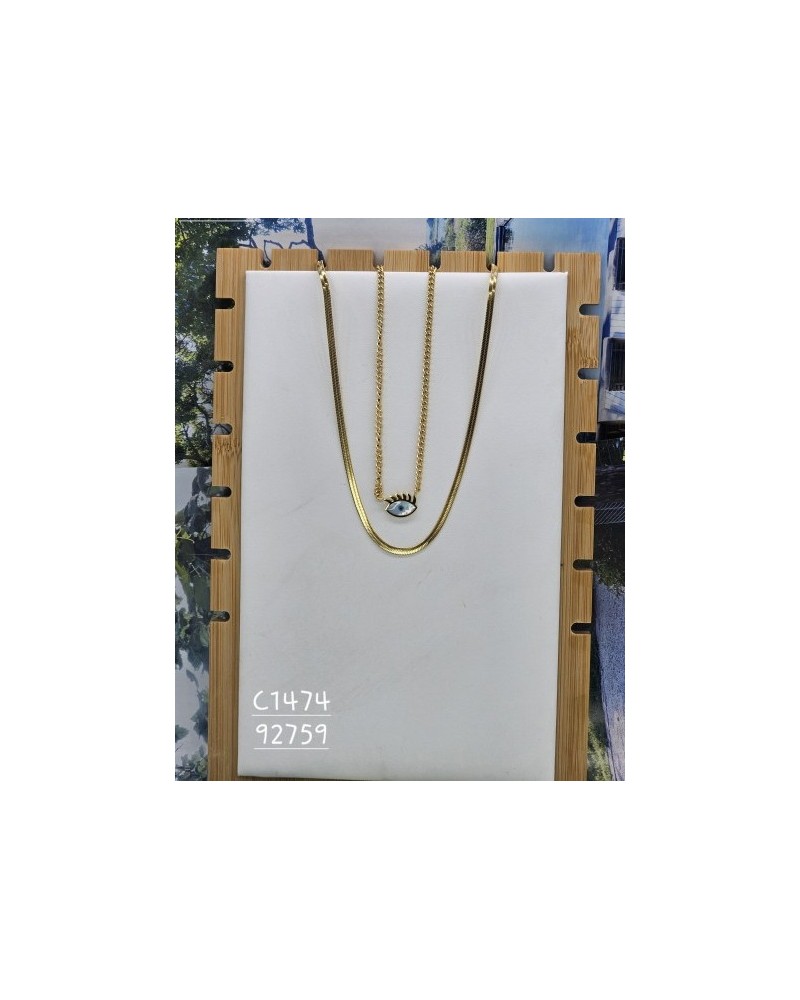 Collar con Ojo Protector y Cadenas Doradas | Amuleto de Buena Suerte